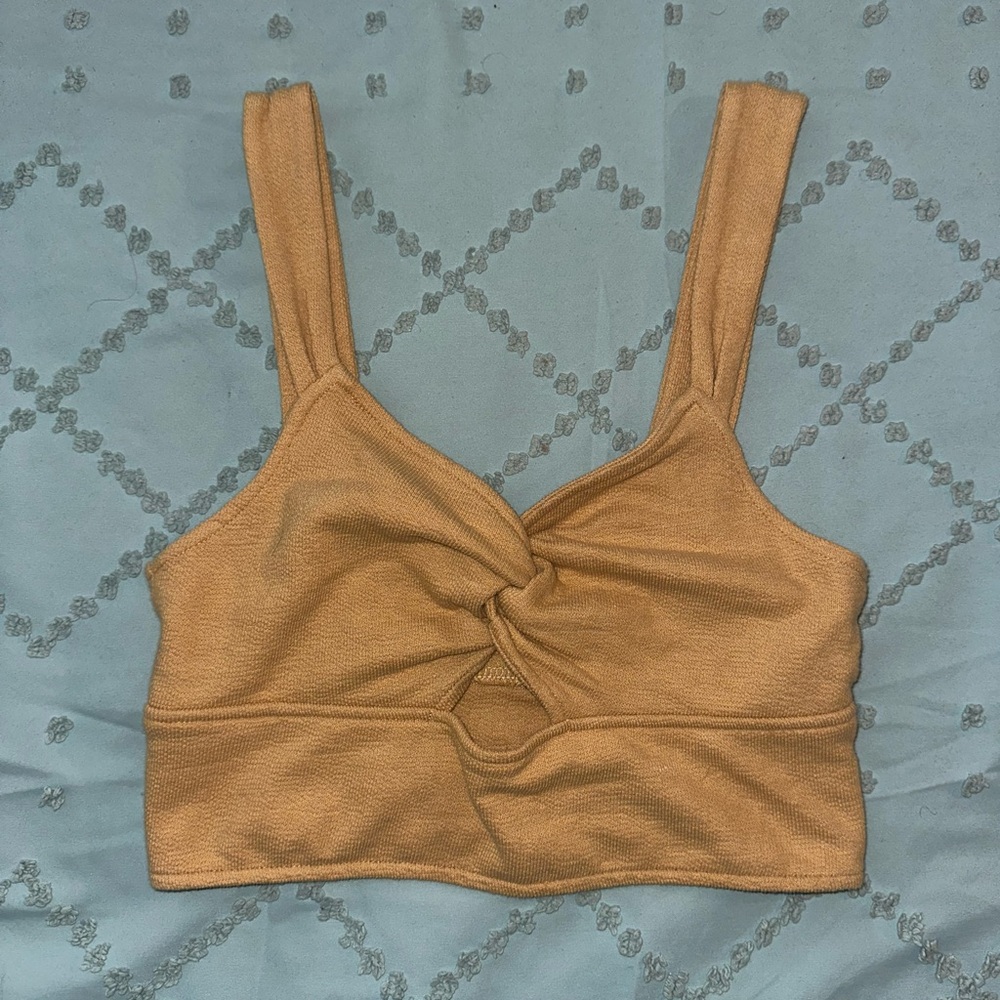 Tan Knotted Crop Top